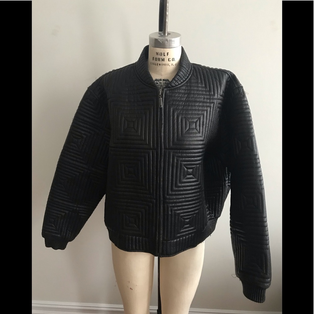 KNOLES & CARTER ITALIAN BLACK LEATHER BOMBER